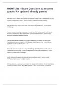MGMT 301 - Exam Questions & answers graded A&plus; updated already passed