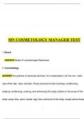 MN Cosmetology Manager Test &lpar;Answered 100&percnt; Correctly&rpar;