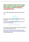 NORTH CAROLINA NOTARY PUBLIC ONLINE  EXAM LATEST 2025 COMPLETE QUESTION  WITH CORRECT ANSWERS SCORE 95&percnt;  &lpar;GUARANTEED PASS&rpar;