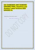 GIA DIAMONDS AND DIAMOND GRADING FINAL Questions and Answers Latest Versions 2025 GRADED A&plus;