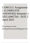 COM1511 Assignment 1 &lpar;COMPLETE ANSWERS&rpar; Semester 1 2025 &lpar;846754&rpar; - DUE 2 April 2025