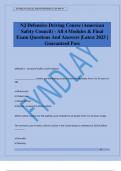 NJ Defensive Driving Course &lpar;American Safety Council&rpar; - All 4 Modules & Final Exam Questions And Answers &vert;Latest 2025 &vert; Guaranteed Pass