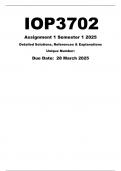 IOP3702 Assignment 1 &lpar;COMPLETE ANSWERS&rpar; Semester 1 2025 - DUE March 2025