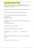 Leadership Strategy & Tactics exam questions and verified correct answers