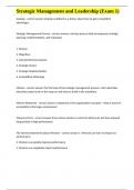Strategic Management and Leadership &lpar;Exam 1&rpar; questions and answers 100&percnt; verified