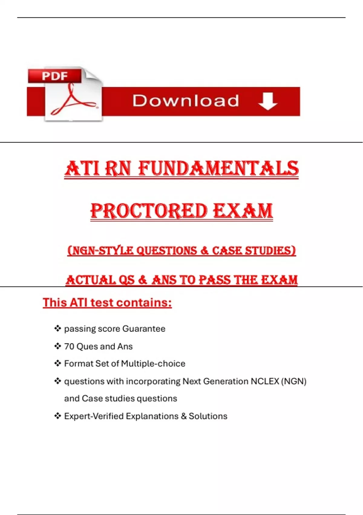 "Pass Your 2025 ATI RN Fundamentals Proctored Exam with Actual 2023 (3 ...