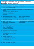 Paralegal Certificate Test Questions correctly answered already passed