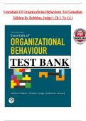 Test Bank - Essentials of Organizational Behaviour&comma; 3rd Canadian Edition by Robbins&comma; Judge & Breward Verified Chapters 1 - 14&comma; Complete Newest Version