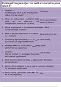 Paralegal Program Quizzes well answered to pass rated A&plus;
