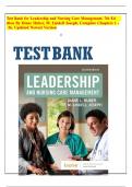 TEST BANK Leadership and Nursing Care Management &lpar;7TH&rpar; by Diane Huber&semi; M&period; Lindell Joseph&vert; Chapter 1-26 LATEST VERSION