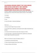 CALIFORNIA DRIVERS PERMIT TEST 2025&vert; BRAND NEW ACTUAL EXAM WITH 100&percnt; VERIFIED QUESTIONS AND CORRECT SOLUTIONS&vert; GUARANTEED VALUE PACK&vert; ACE YOUR GRADES&period;