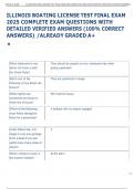 ILLINOIS BOATING LICENSE TEST FINAL EXAM  2025 COMPLETE EXAM QUESTIONS WITH  DETAILED VERIFIED ANSWERS &lpar;100&percnt; CORRECT  ANSWERS&rpar; &sol;ALREADY GRADED A&plus;