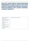 WGU D351 FUNCTIONS OF HUMAN RESOURCES  MANAGEMENT OA AND PA 2025 ACTUAL EXAM  COMPLETE EXAM QUESTIONS WITH DETAILED  VERIFIED ANSWERS &lpar;100&percnt; CORRECT ANSWERS&rpar;  &sol;ALREADY GRADED A&plus;