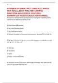 ALABAMA INSURANCE TEST EXAM 2025&vert; BRAND NEW ACTUAL EXAM WITH 100&percnt; VERIFIED QUESTIONS AND CORRECT SOLUTIONS&vert; GUARANTEED VALUE PACK&vert; ACE YOUR GRADES&period;