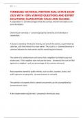 TENNESSEE NATIONAL PORTION REAL ESTATE EXAM 2025 WITH 100&percnt; VERIFIED QUESTIONS AND EXPERT SOLUTIONS&vert; GUARANTEED VALUE AND SUCCESS&period;