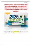 CMT MO STATE TEST 2025&vert; BRAND NEW  ACTUAL EXAM WITH 100&percnt; VERIFIED  QUESTIONS AND CORRECT SOLUTIONS&vert;  GUARANTEED VALUE PACK&vert; ACE YOUR  GRADES&period; 