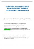 Nutrition ATI Question Bank with Answer Guide for Exams 2025