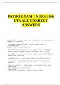 PATHO EXAM 1 NURS 3366 UTA ALL CORRECT ANSWERS