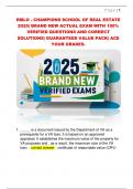 RMLO - CHAMPIONS SCHOOL OF REAL ESTATE  2025&vert; BRAND NEW ACTUAL EXAM WITH 100&percnt;  VERIFIED QUESTIONS AND CORRECT  SOLUTIONS&vert; GUARANTEED VALUE PACK&vert; ACE  YOUR GRADES&period;