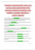 TRAINING MANAGEMENT EXAM OCS ACTUAL EXAM QUESTIONS WITH DETAILED VERIFIED ANSWERS 100&percnt; CORRECT ALREADY GRADED A&plus; LATEST VERSION