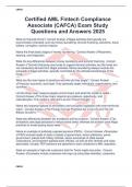 Certified AML Fintech Compliance Associate &lpar;CAFCA&rpar; Exam Study Questions and Answers 2025