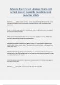Arizona Electrician License Exam cert  actual passed possible questions and  answers 2025