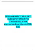 TEST BANK For Nancy Caroline&rsquo;s Emergency Care in the Streets&comma; 8th Edition by Nancy Caroline&comma; Verified Chapters 1 - 53&comma; Complete Newest Version