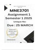 MNE3701 Assignment 1 (COMPLETE ANSWERS) Semester 1 2025 - DUE 25 March 2025