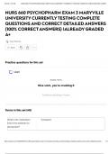 NURS 660 PSYCHOPHARM EXAM 3 MARYVILLE UNIVERSITY CURRENTLY TESTING COMPLETE QUESTIONS AND CORRECT DETAILED ANSWERS &lpar;100&percnt; CORRECT ANSWERS&rpar; &vert;ALREADY GRADED A&plus;