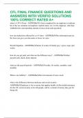 CFL FINAL FINANCE QUESTIONS AND ANSWERS WITH VERIFID SOLUTIONS 100&percnt; CORRECT RATED A&plus;