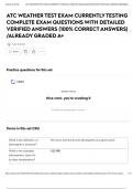 ATC WEATHER TEST EXAM CURRENTLY TESTING COMPLETE EXAM QUESTIONS WITH DETAILED VERIFIED ANSWERS &lpar;100&percnt; CORRECT ANSWERS&rpar; &sol;ALREADY GRADED A&plus;