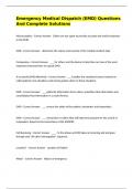 Emergency Medical Dispatch &lpar;EMD&rpar; Questions And Complete Solutions 