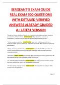 SERGEANT&rsquo;S EXAM GUIDE REAL EXAM 500 QUESTIONS WITH DETAILED VERIFIED ANSWERS ALREADY GRADED A&plus; LATEST VERSION