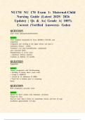NU170&sol; NU 170 Exams 1&colon; Maternal-Child Nursing &lpar;Latest 2025&sol; 2026 Updates STUDY BUNDLE WITH COMPLETE SOLUTIONS&rpar; &vert; Qs & As&vert; Grade A&vert; 100&percnt; Correct &lpar;Verified Answers&rpar;- Galen