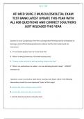 ATI MED SURG 2 MUSCULOSKELETAL EXAM TEST BANK LATEST UPDATE THIS YEAR WITH ALL 600 QUESTIONS AND CORRECT SOLUTIONS JUST RELEASED THIS YEAR
