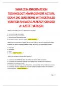 WGU C954 INFORMATION TECHNOLOGY MANAGEMENT ACTUAL EXAM 200 QUESTIONS WITH DETAILED VERIFIED ANSWERS ALREADY GRADED A&plus; LATEST VERSION