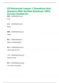 Cfl Advanced Lesson 1 Questions And Answers With Verified Solutions 100&percnt; Correct Graded A&plus;