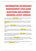 INFORMATION TECHNOLOGY MANAGEMENT C954 EXAM QUESTIONS AND CORRECT ANSWERS LATEST VERSION