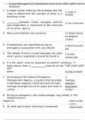 Crowd Management Certifcation Final Exam With 100&percnt; Verifed Solutions