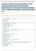 SUFFOLK COUNTY FOOD MANAGEMENT TEST  2025 ACTUAL EXAM COMPLETE EXAM  QUESTIONS WITH DETAILED VERIFIED ANSWERS  &lpar;100&percnt; CORRECT ANSWERS&rpar; &sol;ALREADY GRADED  A&plus;