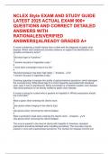 NCLEX Style EXAM AND STUDY GUIDE LATEST 2025 ACTUAL EXAM 900&plus; QUESTIONS AND CORRECT DETAILED ANSWERS WITH RATIONALES&lpar;VERIFIED ANSWERS&rpar;&vert;ALREADY GRADED A&plus;