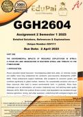 GGH2604 Assignment 1 &lpar;COMPLETE ANSWERS&rpar; Semester 1 2025 &lpar;824111&rpar; - DUE 2 April 2025