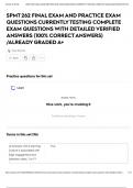 SPMT 262 FINAL EXAM AND PRACTICE EXAM QUESTIONS CURRENTLY TESTING COMPLETE EXAM QUESTIONS WITH DETAILED VERIFIED ANSWERS &lpar;100&percnt; CORRECT ANSWERS&rpar; &sol;ALREADY GRADED A&plus;