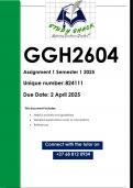 GGH2604 Assignment 1 &lpar;QUALITY ANSWERS&rpar; Semester 1 2025