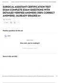 SURGICAL ASSISTANT CERTIFICATION TEST EXAM COMPLETE EXAM QUESTIONS WITH DETAILED VERIFIED ANSWERS &lpar;100&percnt; CORRECT ANSWERS&rpar; &sol;ALREADY GRADED A&plus;