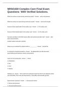 NRSG430 Complex Care Final Exam Questions  With Verified Solutions&period;