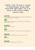 NUR170 &sol; NUR 170 Exam 4&colon; Concepts of Medical-Surgical Nursing Guide &lpar;Latest 2025&sol; 2026 Update&rpar; &vert; Qs & As&vert; Grade A&vert; 100&percnt; Correct &lpar;Verified Answers&rpar;- Galen