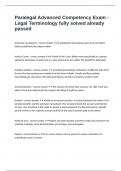 Paralegal Advanced Competency Exam - Legal Terminology fully solved already passed