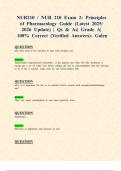 NUR210 &sol; NUR 210 Exams 2&colon; Principles of Pharmacology &lpar;Latest 2025&sol; 2026 Updates STUDY BUNDLE WITH COMPLETE SOLUTIONS&rpar; &vert; Qs & As&vert; Grade A&vert; 100&percnt; Correct &lpar;Verified Answers&rpar;- Galen