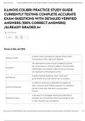 ILLINOIS COLIBRI  PRACTICE STUDY GUIDE CURRENTLY TESTING COMPLETE ACCURATE EXAM QUESTIONS WITH DETAILED VERIFIED ANSWERS &lpar;100&percnt; CORRECT ANSWERS&rpar; &sol;ALREADY GRADED A&plus;